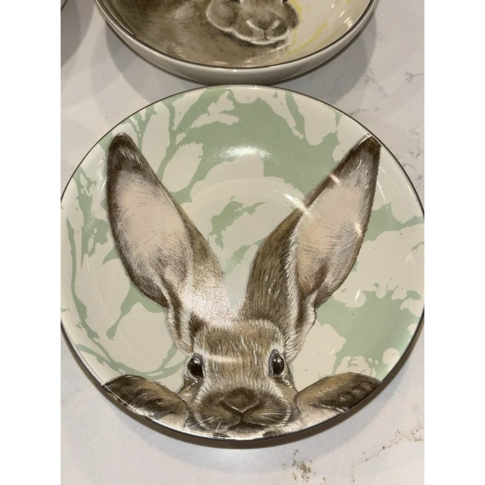 Williams Sonoma Damask Bunny Dessert Dip Small BOWL Floral Rabbit 5.5